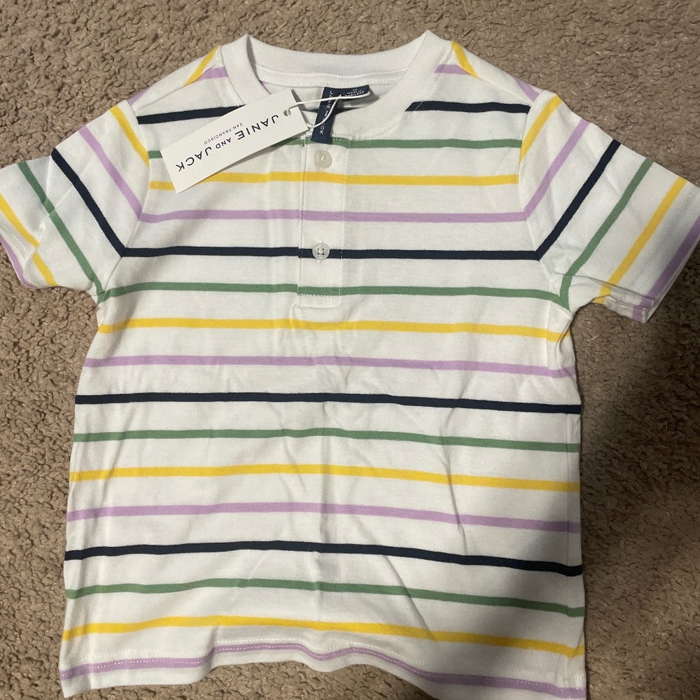 Janie and Jack Striped Henley 2T